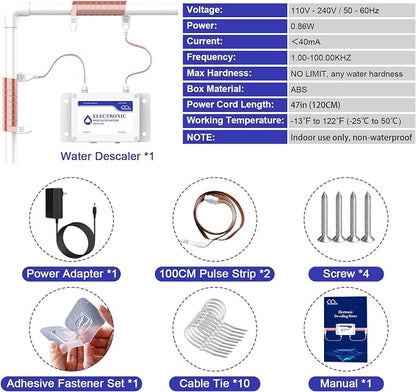 CAMECO Whole House Water Descaler System, Electronic Alternative Salt-Free Hard Water Conditioner, No Salt Water Softener, Limescale & Rust Removal, Reduces Hardness