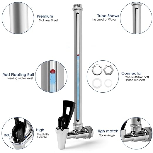Fit for Berkey Spigot Replacement 10 inch Stainless Steel Leak-Proof Spigot Compatible with Be-rkey Gravity Water Filtration System Clear View Spigot for Travel, Big, Royal and Others by Fetechmate