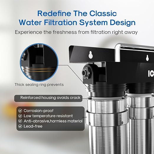 ICEPURE 3-Stage Under Sink Water Filter System, Stainless Steel Ultra Filtration Water Purifier, High Flow Long Lasting Filter, Direct Connect Drinking Water Filtration System for Kitchen