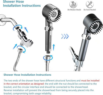 High Pressure Filtered Shower Head with Handheld for Hard Water | Ion Shower Head with 12 Replaceable Water Softener Filters,78" Anti-Burst Hose,Adjustable Bracket,4 Spray Modes,ON/OFF Switch