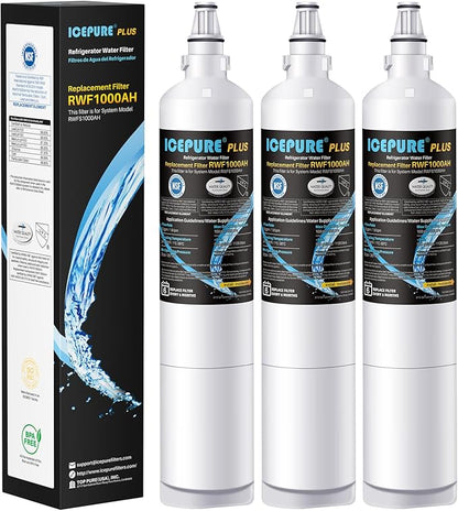 ICEPURE PLUS 9990 NSF 53&42 Certified Replacement for Kenmore 46-9990, LG LT600P 5231JA2006B 5231JA2006A-S, KENMORECLEAR 9990, FML-2, LSC27931ST, LFX25960ST, RWF1000A Refrigerator Water Filter, 3PACK