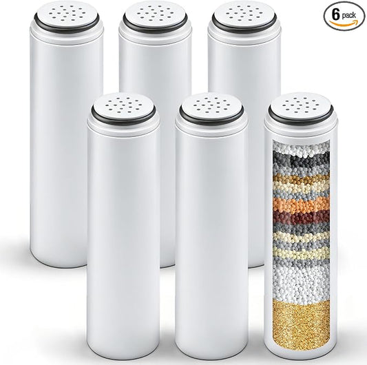 6-Pack Filter Cartridges Compatible with Cobbe Handheld Showerheads | White cartridge-only set for routine showerhead filter replacement and maintenance; shower head not included