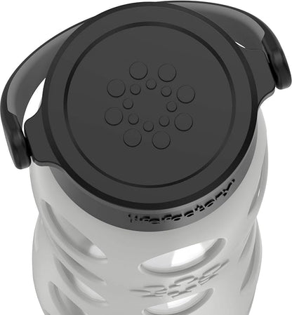 Lifefactory 22-Ounce Glass Water Bottle with Classic Cap and Protective Silicone Sleeve, Stone Gray
