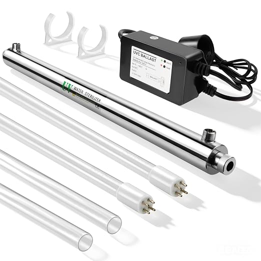 12 GPM Whole House UV Water Filter，uv Light Water Purifier with 1 Extra UV Tube， 55W Ultraviolet Purifier for RO Systems, 3s to Fill a 200ml Water Cup