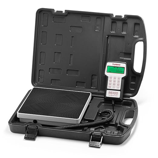 TURBRO Refrigerant Scale with A Wired Controller, Digital Scale for Freon Charging and Recovery with 4 Measurement Unit Options, Memory Function, 220 lb Max. Capacity, for HVAC and Automotive Systems