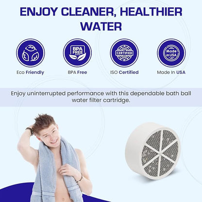 Crystal Quest Bath Ball Replacement Cartridge – Removes Chlorine, PFAS & Odors – Easy-to-Install Water Filter – Eco-Friendly, Durable & Skin-Safe – Built in the USA [2 Pack]