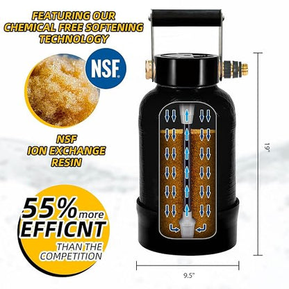 Filterelated 16,000 Grain RV Water Softener – 10L Large-Resin Portable Water Softener with NSF-Certified Resin, 3/4" Brass Fittings & Custom Hose, for RV, Trailer, Boat, Mobile Car Wash