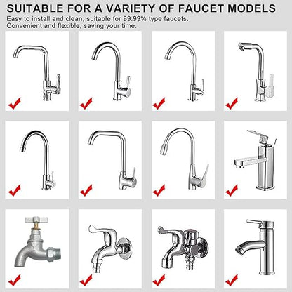 YOTAN 2 Pcs of Sink Water Filter Faucet and 5 Filter Elements Set, Sink Faucet Filter 360°Rotating, Bathroom Faucet Filter Removes Visible Sediment Hard Water, Easy Install, for Bathroom Kitchen Sink