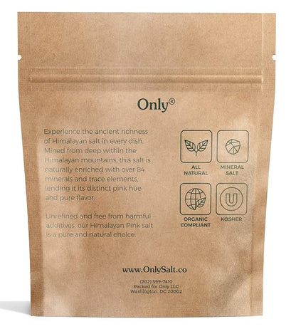 Himalayan Pink Salt for Grinder Refills - Organic, Unrefined, Kosher - Coarse Grain - 7oz Pouch