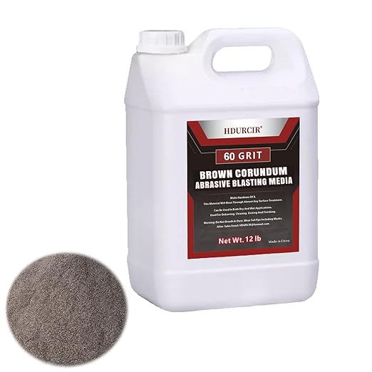 Brown Corundum Abrasive Blasting Media (Brown Aluminum Oxide) 12LBS 60GRIT Medium to Fine Sand Blasting Abrasive Media for Blasting Cabinet or Blasting Guns