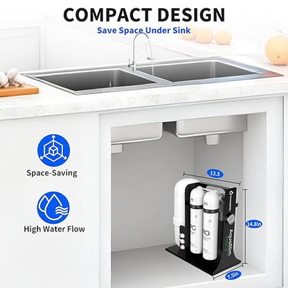 WINGSOL Integrated Reverse Osmosis Water Filter, NSF/ANSI 42&53&58, 8-Stage Under Sink RO Filtration System for 0 TDS Pure Water, Easy Installation Compact Size, No Electricity Needed