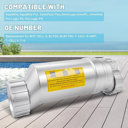 Salt Cell T-9 Upgrade Replacement Fit for Hayward BLT9H W3T-Cell-9 AquaRite AquaTrol & More, Up to 25,000 Gallons Pool Salt Turbo Cell Chlorinator Generator