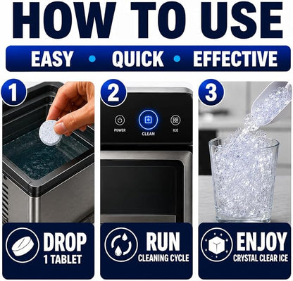 Ice Machine Cleaner Tablets Descaler – 24 Pack (1 Year Supply) – Nickel-Safe, Removes Mold & Improves Taste – Compatible with Countertop & Nugget Ice Makers