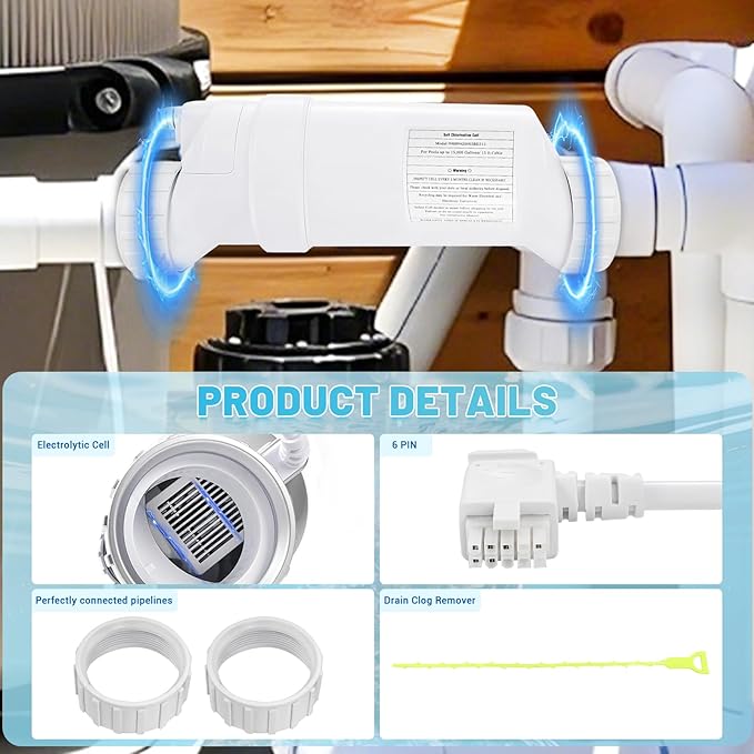 T-3 Salt Cell Replacement Compatible with Hayward AquaRite, AquaTrol, Pro Logic, Fit for W3T-Cell-3 BL1T3H, Up to 15K Gallon Turbo Chlorine Generator