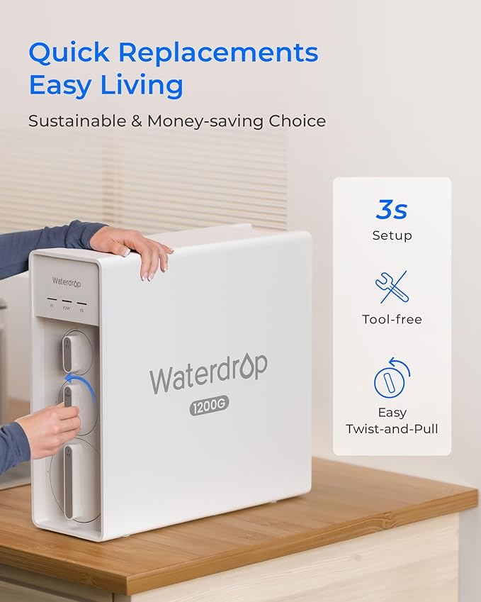 Waterdrop F2W Filter, Only Replacement for X8-PRO & X12-PRO Dual Flow Tankless Reverse Osmosis System, 6-month Lifetime