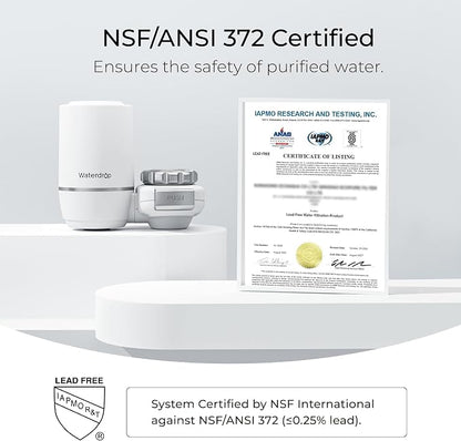 Waterdrop FC-02 Faucet Water Filter for Skin Care, Bathroom Sink Filter | Reduces Chlorine, NSF Certified Faucet 0.01μm Ultra-Filtration Water Filter, Lead-Free Material, 320 Gallons, White, 1 Filter