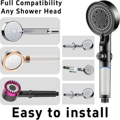 12Pcs 2.6” Shower Head Filter Cartridge, PP Cotton Replacement Filters for High Pressure Handheld Turbo Fan, Vortex Hydro Jet Shower Head, Improves Water Quality, Easy Install
