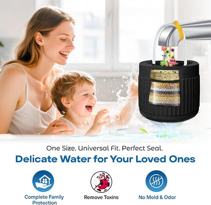 17-STAGE Bath Filter for Tub with Premium Design & Leak-Proof, 7000-Gallon Long-Life Cartridge with Vitamins C & E + Essential Minerals Removes Chlorine and Softens Hair, Skin & Nails | Patent Pending