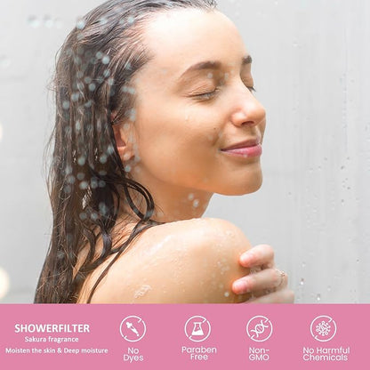 Vitamin-C Handheld Showerhead Filter For Hard Water, Luxurious Scent Skin Care & Hair Enhancement Softener Purifier, Aromatherapy Water Purify, Sakura Odor