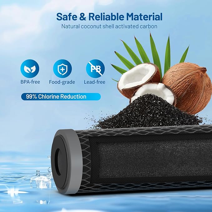 5 Micron 10" x 2.5" Whole House CTO Carbon Block Water Filter Cartridge Replacement for AO-WH-PRE-RCP2, FXWTC, W5CIP, SCWH-5, WFPFC8002, WFPFC9001, WHKF-WHWC, 3WH-STDCW-F02, CB-25-1005 (Pack of 4)