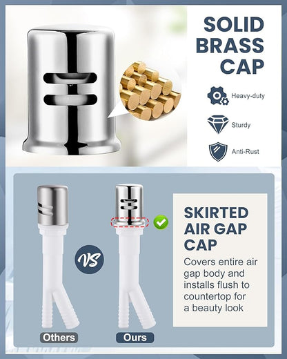 Kitchen Faucet with Air Gap: WOWOW Stainless Steel Kitchen Sink Faucet and Dishwasher Air Gap Kits for Kitchen Sink 2 or 4 Hole, Polished Chrome Kitchen Faucet Combo with Sprayer