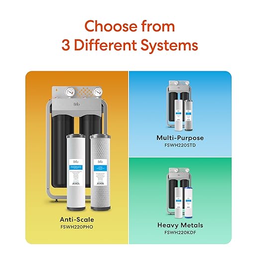 Brio Whole House Water Filter System w/Gauges | 2 Stage Fast-Flow Filtration (Phosphate Anti-Scale, CTO Carbon Block) 4.5" x 20" Filters | Improves Taste, Protects Home Appliances & Shower | 900 GPH