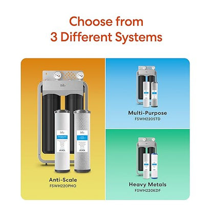 Brio Whole House Water Filter System w/Gauges | 2 Stage Fast-Flow Filtration (Phosphate Anti-Scale, CTO Carbon Block) 4.5" x 20" Filters | Improves Taste, Protects Home Appliances & Shower | 900 GPH