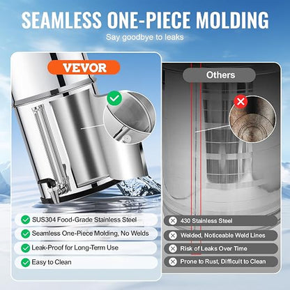 VEVOR Gravity-fed Water Filter System, 2.25G 304 Stainless-Steel Countertop Water Filtration System, Reduces Lead and up to 99% of Chlorine, with 2 Ceramic Carbon Filters, Water Level Spigot, Stand