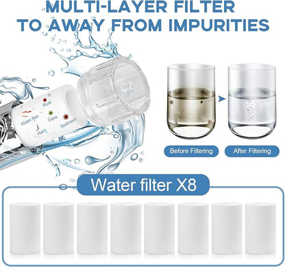 8 Pcs Faucet Filter Purifier Replacement for Kitchen Sink/Bathroom Sink PP Cotton for Faucet Extender Strong Filter Improve Water Conditions Removes Chlorine Fluoride Heavy Metal