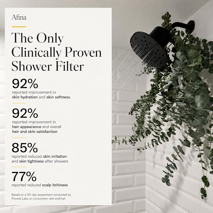 Afina Filtered Shower Head, High Pressure Rainfall (Gold) | KDF-55 Shower Filter & Water Filter Showerhead for Hard Water, Reduces Chlorine for Softer Skin & Hair