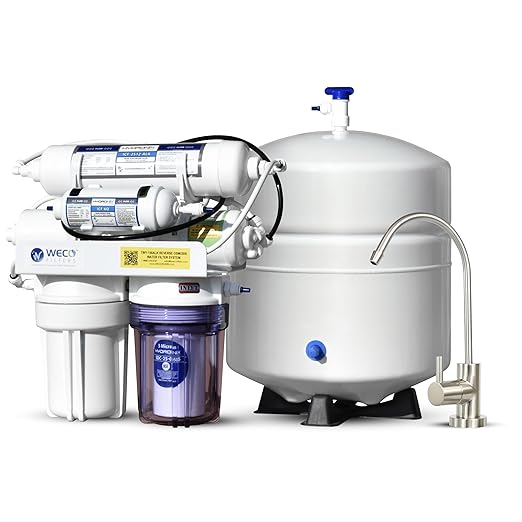 WECO TINY-150ALK Reverse Osmosis Water Filter System - Compact 4-Stage RO Filtration with TFC Membrane and Lead-Free Faucet - Includes Water Tank