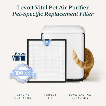 Levoit Vital Pet Pro Air Purifier Replacement Filter,1 Pack | Genuine Vital Pet Series Air Purifier Filters, Supports HEPA Sleep Mode, High-Efficiency Activated Carbon,White