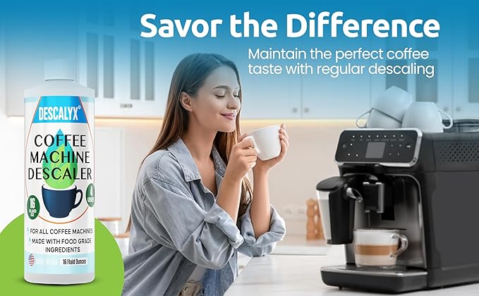 Coffee Maker Descaler - Universal Cleaning Solution for Keurig, Nespresso, Breville, Cuisinart - Removes Limescale & Mineral Buildup - 4 Uses, 16oz - Natural Formula Made in USA