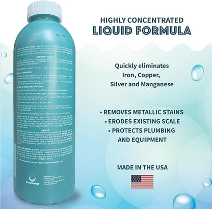 Proteam Spa Metal Magic - Spa Metal Remover for Hot Tub with SplashWiz Hot Tub Chemicals Care Guide - Made in USA (1 qt) (2 Pack)