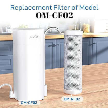 OM-CF02 Countertop Water Filter & OM-CF02 Replacement Filter, Reduces 99.99% Lead, Chlorine, Heavy Metals, Bad Taste & Odor (2 Filters Included)