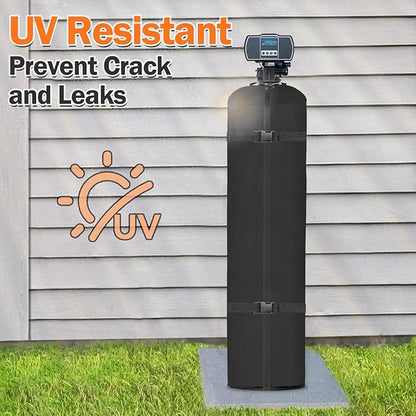 Water Softener Cover Outdoor Insulated, 3 Layers Insulation Water Softener Tank Jacket, Water Softener Covers for Outside Units, 12''D x 52''H(Cover Only)- Black