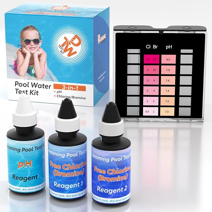 Dr.Tim.Wang 3 Way Pool Test Kit - Hot Tub and Spa Water Chemical Test Kit for Chlorine(Bromine) and pH Test