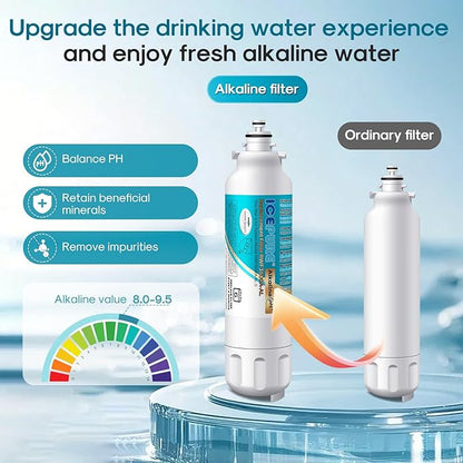 ICEPURE Alkaline ADQ73613401 Refrigerator Water Filter Replacement for LG LT800P, LT800PC, ADQ75795104, ADQ736134, ADQ73613402 Kenmore 9490 46-9490 LSXS26326S LSXS26366S LMXS30776S, Enhances PH, 3Pack