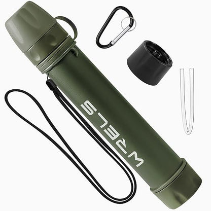 WRELS Water Filter Straw,NSF & SGS Certified Personal Portable Filter for Camping Hiking Survival,Outdoor Water Filter with Carabiner & Extension Tube – Emergency Water Filtration System
