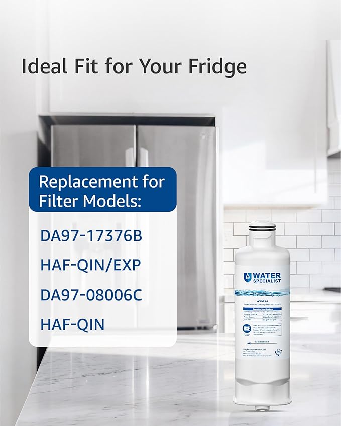 Waterspecialist DA97-17376B Refrigerator Water Filter, Replacement for Samsung® HAF-QIN/EXP, HAF-QIN, RF28T5001SR, DA97-08006C, RS27T5200SR, RF28R7351SG, RF24R7201SR, RF27T5201SR, WS645A, 3 Pack