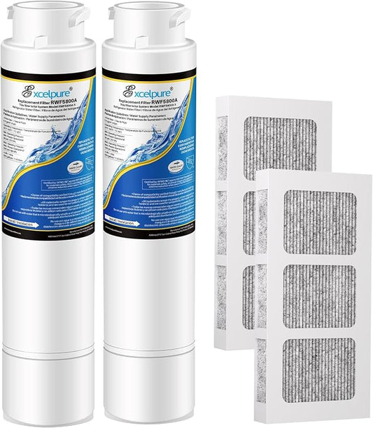 EXCELPURE RWF5800A Replacement for Frigidaire EPTWFU01, Pure Source Ultra II, EWF02, GP006, 4562222, SCWFTCTO, MR022, JO22, TH-01 Refrigerator Water Filter and Pureair Ultra 2 Air Filter, 2 Combo