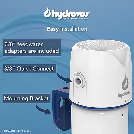 Hydrovos DWSS Under Sink Water Filter System, NSF 42 & 53 Certified Removes Microplastics, Reduces Cysts, Chlorine, Under Counter Water Filtration System for Kitchen, Bathroom, RV