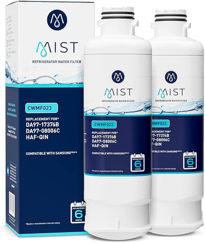 Mist HAF-QIN/EXP Refrigerator Water Filter Replacement for Samsung DA97-17376B, DA97-08006C, Refrigerators RF23M8570SR, RF28R7351SR – NSF 42 Certified – 2 Pack
