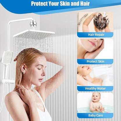 4-Pack 20-Stage Shower Filter Universal Replacement Cartridges, High-Output Hard Water Purifier to Reduce Chlorine and Heavy Metals, Water Softener Refills for Hydrating Skin and Hair