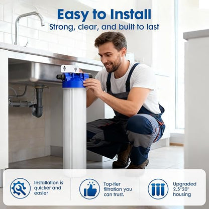 Whole House Water Softener System + Extra 1 Pack Replacement Cartridge, 3/4'' FNPT Highly Reduces Hardness, Limescale, Chlorine & Odor, Delivers Pure & Healthy Water| Protect Appliances