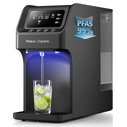 Waken Electric Reverse Osmosis Water Filter Countertop, UV Water Filtration System, 8-Stage RO Filtration Real Time TDS Display, BPA Free, PFAS, Lead & TDS Reduction (Obsidian Black)