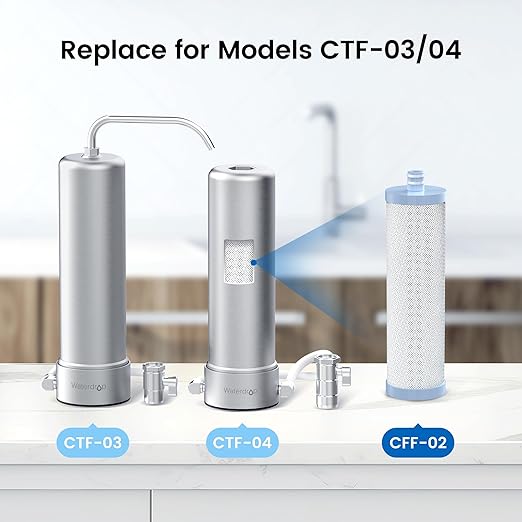 Waterdrop CFF-02 Alkaline Water Filter Replacement for Waterdrop WD-CTF-03/CTF-04, Up PH 1.5 to 2.5, Multi-Stage Water Filter, Reduces Heavy Metals, Bad Taste and Up to 99% of Chlorine