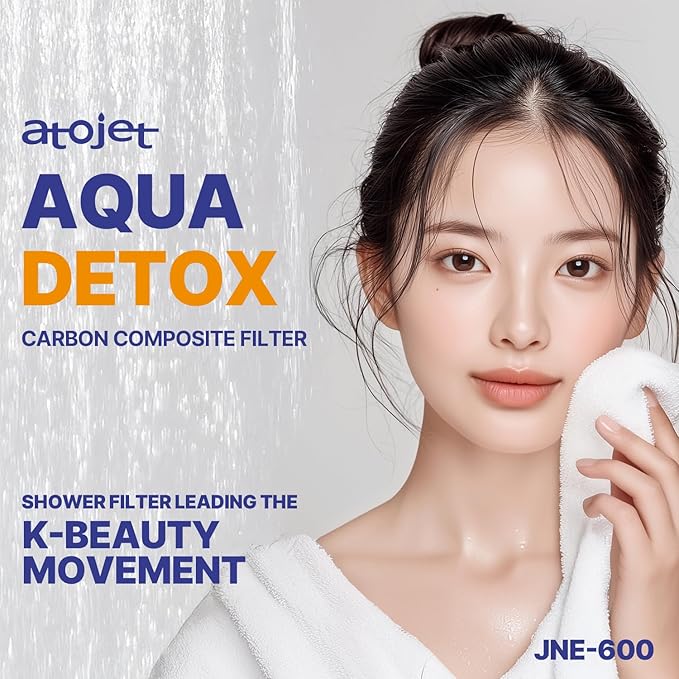 Aqua Detox Shower Filter Influenced by Korea’s Beauty Tradition - Relieves Dryness and Irritation While improving Skin and Hair Health - Black (JNE600B-SNG-DTX)