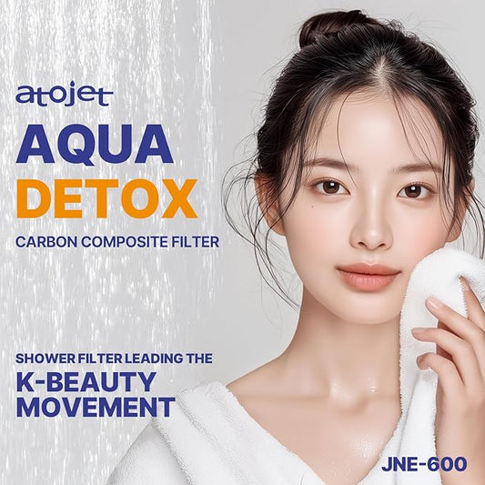Aqua Detox Shower Filter Influenced by Korea’s Beauty Tradition - Relieves Dryness and Irritation While improving Skin and Hair Health - Black (JNE600B-SNG-DTX)