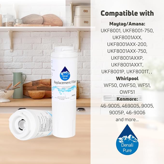 2-Pack Denali Pure Replacement for Viking RWFFR Refrigerator Water Filter - Compatible with Viking UKF8001 Fridge Water Filter Cartridge